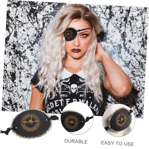 PartyKindom Retro Piraten Augenklappe aus Pu Leder mit Getriebe Design für Halloween Cosplay Karneval Erwachsenenparty Dekorative Einzelne Augenmaske Komfortabel und Stabil Zufällige Farbe von PartyKindom