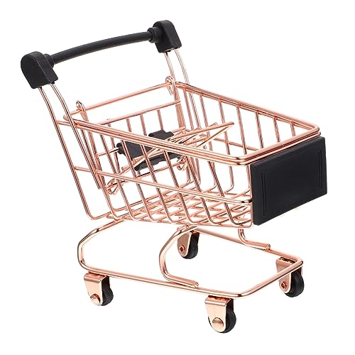 PartyKindom Rosegold Mini Einkaufswagen aus Robustem Simulierter Supermarkt Einkaufswagen für Glatte Oberfläche Leicht zu Schieben für Spielküche und Rollenspiele von PartyKindom