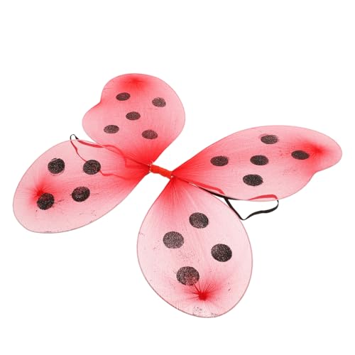 PartyKindom Rote Marienkäferflügel Kostüm Flügel Requisit Mädchen Cosplay Bühnenauftritt Halloween Karneval Party Zubehör von PartyKindom