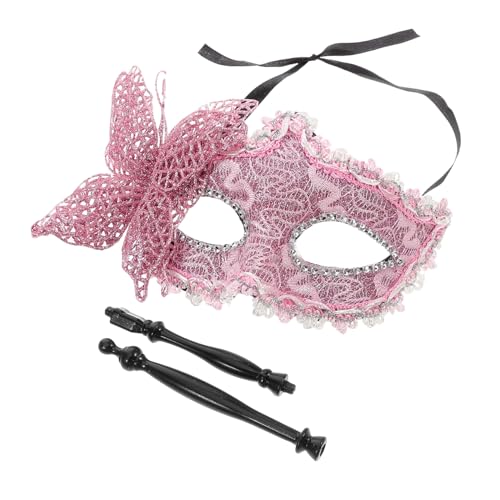 PartyKindom Schmetterlings Handmaske Damen Masquerade Maskeraden Halloween Kostüm Party Ball Venezianisch mit Haltestab für Themenveranstaltungen und Fasching von PartyKindom
