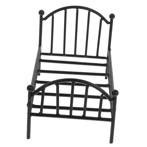 PartyKindom Schmiedeeisenbett Blumentopfstand Puppenstubenmöbel Winzig Kleines Hauszubehör Puppenhaus-miniaturbett Cooles Mini -Zeug Puppenhausbett Mini- -metallbett Black von PartyKindom
