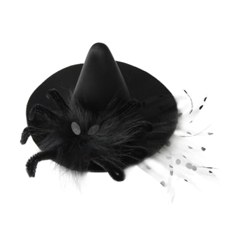 PartyKindom Schwarzer Spider Witch Billycock Haarklammer mit Gauze für Halloween Damen Kostüm Kopfschmuck Goth Festliche Party Zubehör von PartyKindom
