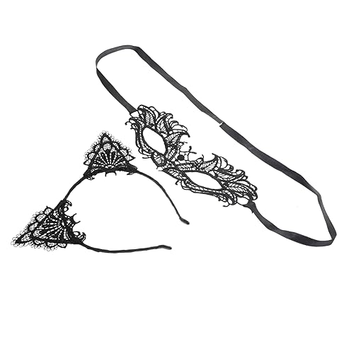 PartyKindom Schwarzes Halloween Spitzen Haarband und Halbgesichtige Maske Leichtes Cosplay Accessoire für Party Maskerade Karneval und Musikfest Bequemes Damen Kopfschmuck von PartyKindom