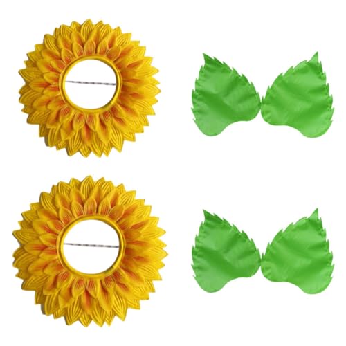 PartyKindom 2sätze Sonnenblumen-Kopfbedeckung Für Tanzpartys Und Festivals Verstellbare Sonnenblumen-haarreif Mit Blättern Für Perfektes Kostümzubehör Für Schulveranstaltungen Und von PartyKindom