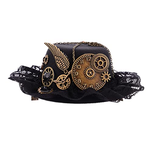 PartyKindom Steampunk Retro Haarclip Kleine Schwarze Mütze Haarschmuck Leichtes Kunststoff Accessoire für Damen Bühnenauftritte und Kostümpartys PartyKindom Steampunk Retro Haarclip Kleine Schwarze Mütze Haarschmuck Leichtes Kunststoff Accessoire für Damen Bühnenauftritte und Kostümpartys von PartyKindom