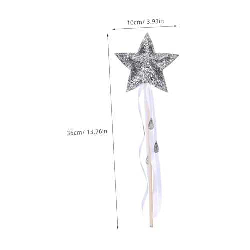 PartyKindom Sternförmiger Feenstab mit Ripsband Magischer Cosplay für Partys und Bühnenaufführungen Silberfarben Leicht und Robust für Festliche Anlässe PartyKindom Sternförmiger Feenstab mit Ripsband Magischer Cosplay für Partys und Bühnenaufführungen Silberfarben Leicht und Robust für Festliche Anlässe von PartyKindom