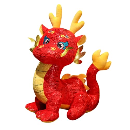 PartyKindom Sternzeichen-Drachen-Puppe Plüsch Drachenspielzeug Drachenpuppen- Süße Kuscheltiere Spielzeuge Puppenaugen Dekoration Drachenpuppe Ausgestopfter Drache Pp Baumwolle Rot von PartyKindom