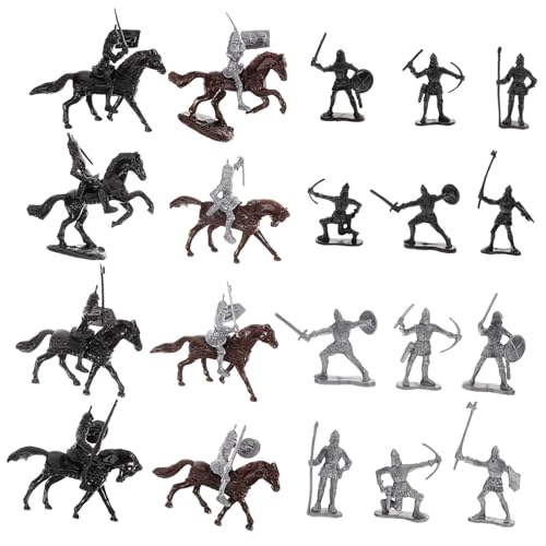 PartyKindom Teiliges Ritterfiguren mit Miniatur Soldaten und Pferden Detailreiche Kunststoff Modelle für Sandtisch und Rollenspiele Geruchlos Lackiert Langlebig und Realistisch Gestaltet von PartyKindom