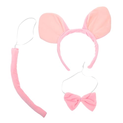 PartyKindom Tierkostüm Schwein Ohren Stirnband Set mit Schleife Weiches Bequemes Party Haarreif Accessoire für Halloween Karneval Geburtstagsfeiern und Cosplay von PartyKindom