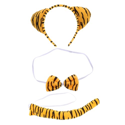 PartyKindom Tiger Cosplay mit Cartoon Tiger Ohren Haarreif Süßem Fliege und Kleinem Leichtes Tierkostüm Zubehör für Karneval Dschungel und Zoo Mottoparty von PartyKindom