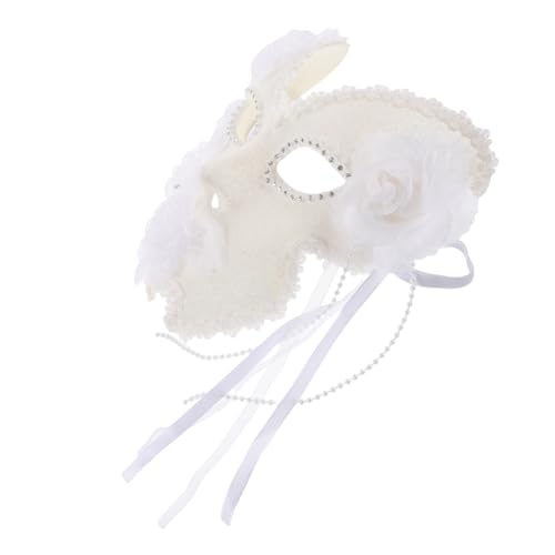PartyKindom Venezianische Maske Vollgesichtsmaske mit Blumen Weiß Gold Glitzer Plastik Universalgröße Karneval Halloween Maskenball Silvester Party Accessoire für Damen und Herren von PartyKindom