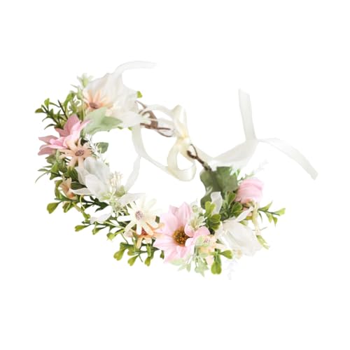 PartyKindom Verstellbares Braut Blumenhaarband Gänseblümchen Haarkranz Floral Stirnband Hochzeit Kopfschmuck Damen Festliche Blumengirlande für Hochzeit Party Strand von PartyKindom