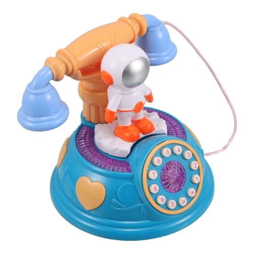 PartyKindom Vintage Astronaut Telefonspielzeug mit Licht und Musik Interaktives Cartoon für Frühe Bildung für Zuhause und Kindergarten ohne Batterien Retro Blau von PartyKindom