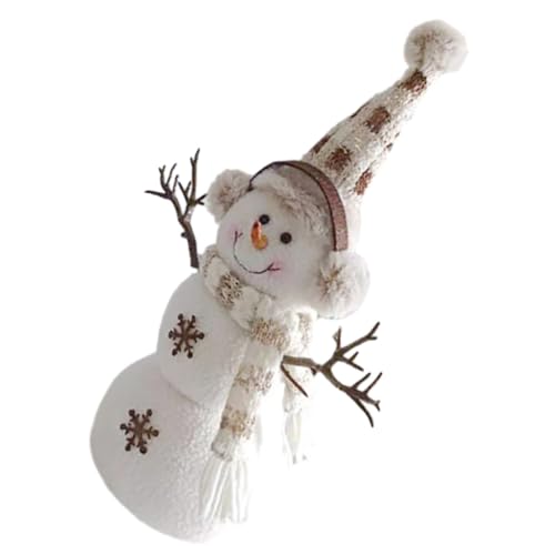 PartyKindom Weihnachtliche Plüschfigur Schneemann mit Hohem Hut Kreative Tischdeko für Xmas Party Kuscheliges Weihnachtsaccessoire für Festliche Raumgestaltung von PartyKindom