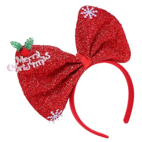 PartyKindom Weihnachtlicher Stirnband mit Großem Schleifen Design aus Glitzerndem Kristallseidenstoff Festlicher Haarschmuck für Weihnachtsfeiern und Party Dress Up Komfortabel und Leicht zu von PartyKindom