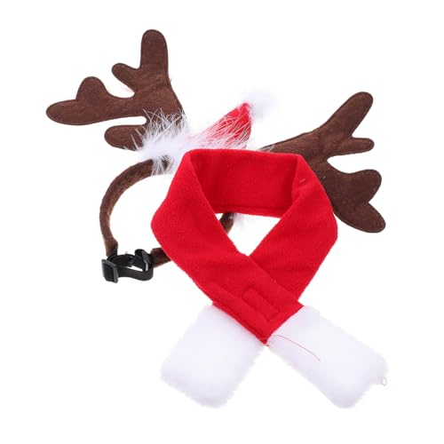 PartyKindom Weihnachtliches Haustier Teilig mit Waschbarem Rentier Haarreif und Festlichem Hundeschal Wiederverwendbares Xmas Haustierzubehör für Hunde und Katzen für Fotoshootings und Partys von PartyKindom