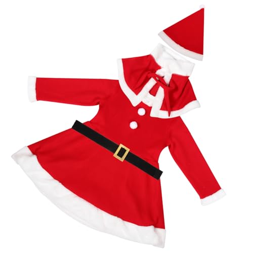 PartyKindom Weihnachtliches Mädchen Santa Kostüm mit Langärmligem Kleid Umhang Gürtel und Mütze Weiches Polyester Bequemes Weihnachtskleid für Kinderfest und Party PartyKindom Weihnachtliches Mädchen Santa Kostüm mit Langärmligem Kleid Umhang Gürtel und Mütze Weiches Polyester Bequemes Weihnachtskleid für Kinderfest und Party von PartyKindom