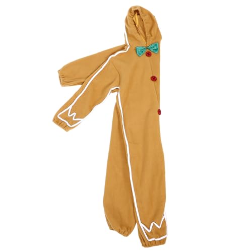 PartyKindom Weihnachtskostüm Gingerbread Man Jumpsuit aus Polyester Leichtes Bühnenkostüm für Party Karneval Cosplay Jungen Mädchen Wiederverwendbar Festliches Xmas Outfit von PartyKindom