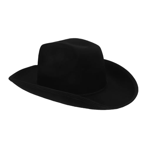 PartyKindom Western Filz Cowboyhut Damen Verstellbar Leichter Cowgirl Partyhut Klassische Schwarze Westernmütze Robust Komfortabel für Kostüm und Alltag von PartyKindom