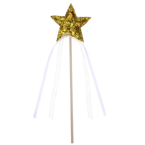 PartyKindom Zauberstab Requisiten Feenkostüme für Stern Party LED Zauberstäbe Feenstäbe Bühnen-Performance-Zauberstab- Feenhaftes Hexenstab Holz Golden von PartyKindom