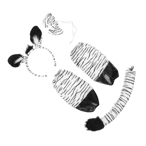 PartyKindom Zebra Kostüm mit Stirnband Fliege und Handschuhen Leichtes Bequemes Tierkostüm Accessoire für Cosplay Karneval und Partys Verarbeitet Auffälliges Design für Erwachsene von PartyKindom