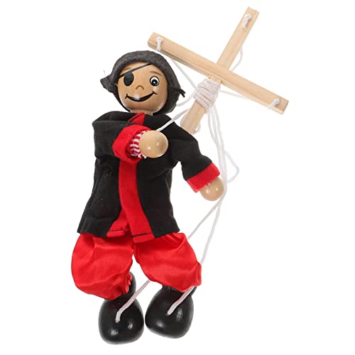 PartyKindom Zeichenfolge Marionettenspielzeug Puppen Für Handpuppen Lustige Marionette Marionette Hölzerne Marionetten Holzpuppe Zubehör Für Puppenspiele Piratenkegelpuppe Stoff Black von PartyKindom