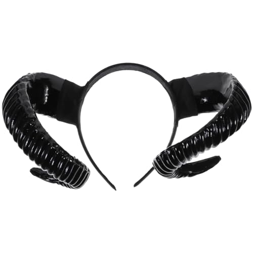 Schafhorn Kopfschmuck - Kreatives Horn Stirnband FüR Halloween Damen Und Vintage Dekoration EinheitsgrößE Schwarz Schafhorn Kopfschmuck - Kreatives Horn Stirnband FüR Halloween Damen Und Vintage Dekoration EinheitsgrößE Schwarz von PartyKindom