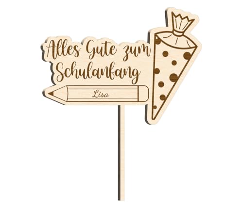 Cake Topper als persönliche Schultüte personalisiert mit Widmung zur Einschulung von PartyMagix