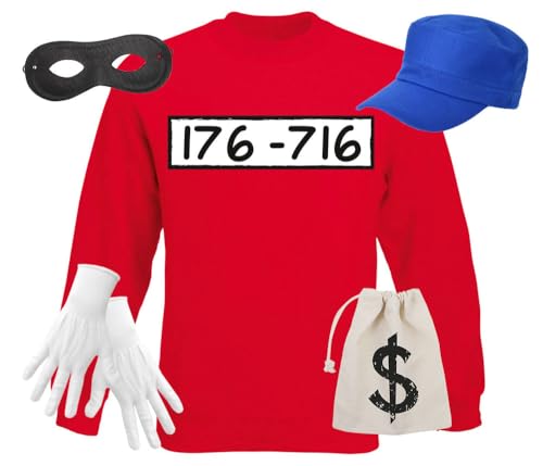 Panzerknacker Long Sleeve Shirt – Langarm T-Shirt 100% Baumwolle – Räuber & Banditen Kostüm – Komplett Set Party Outfit mit Zubehör – Karneval, Fasching & Mottoparty Panzerknacker Long Sleeve Shirt – Langarm T-Shirt 100% Baumwolle – Räuber & Banditen Kostüm – Komplett Set Party Outfit mit Zubehör – Karneval, Fasching & Mottoparty von PartyMagix
