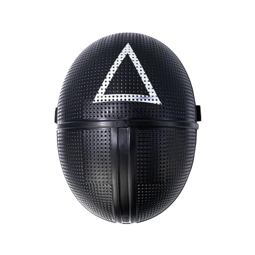 The Game Maske – Halloweenmaske & Horrormaske im Korean Style – Karnevalsmaske mit Symbol Kreis, Quadrat oder Dreieck, Boss Maske, 4er Set oder roter Overall – Party & Kostüm Zubehör von PartyMagix