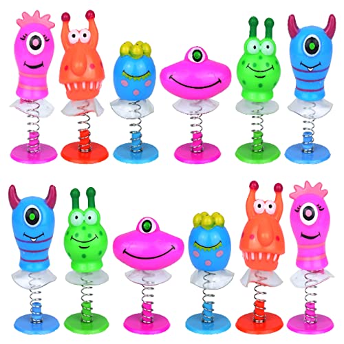 PartyPack 12x Monster Mix, Springfeder Spielzeug, Mitgebsel für Monster Party Kindergeburtstag, Monster Party Deko, kleine Geschenke für Kinder unter 5 euro pro Stück, Scherzartikel Kinder. von PartyPack