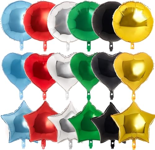 PartyWoo Folienballon Herz Stern, 24 Stück 18 Zoll Helium Folienballon Satz von Folienballons Herz, Folienballon Sterne und Folienballon Rund, Riesen Folienballon für Twinkle Twinkle Little Star Party PartyWoo Folienballon Herz Stern, 24 Stück 18 Zoll Helium Folienballon Satz von Folienballons Herz, Folienballon Sterne und Folienballon Rund, Riesen Folienballon für Twinkle Twinkle Little Star Party von PartyWoo