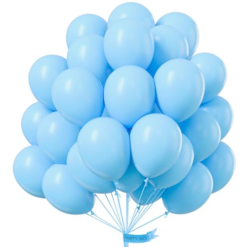 PartyWoo Luftballons Hellblau, 50 Stück 10 Zoll Ballons Blau, Hellblaue Luftballons für Ballongirlande oder Ballonbogen als Partydeko, Geburtstagsdeko, Hochzeitsdeko, Babypartydekoration, Blau-Y4 von PartyWoo