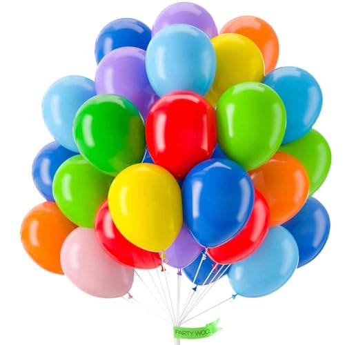 PartyWoo Luftballons Bunt, 50 Stück 12 Zoll Ballons Regenbogen, Bunte Luftballons für Ballongirlande oder Ballonbogen als Partydeko, Geburtstagsdekoration, Hochzeitsdekoration, Babypartydekoration von PartyWoo