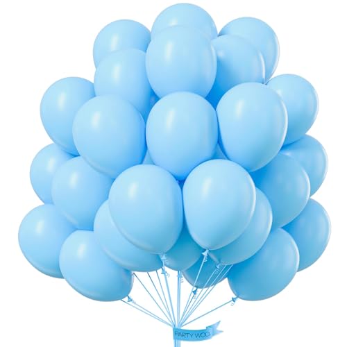 PartyWoo Luftballons Hellblau, 50 Stück 12 Zoll Ballons Blau, Hellblaue Luftballons für Ballongirlande oder Ballonbogen als Partydeko, Geburtstagsdeko, Hochzeitsdeko, Babypartydekoration, Blau-Y4-M PartyWoo Luftballons Hellblau, 50 Stück 12 Zoll Ballons Blau, Hellblaue Luftballons für Ballongirlande oder Ballonbogen als Partydeko, Geburtstagsdeko, Hochzeitsdeko, Babypartydekoration, Blau-Y4-M von PartyWoo