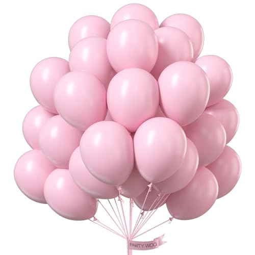 PartyWoo Luftballons Rosa Pastell, 100 Stück 12 Zoll Ballons Rosa, Rosa Luftballons für Ballongirlande oder Ballonbogen als Partydeko, Geburtstagsdeko, Hochzeitsdeko, Babypartydekoration, Rosa-Q05 von PartyWoo