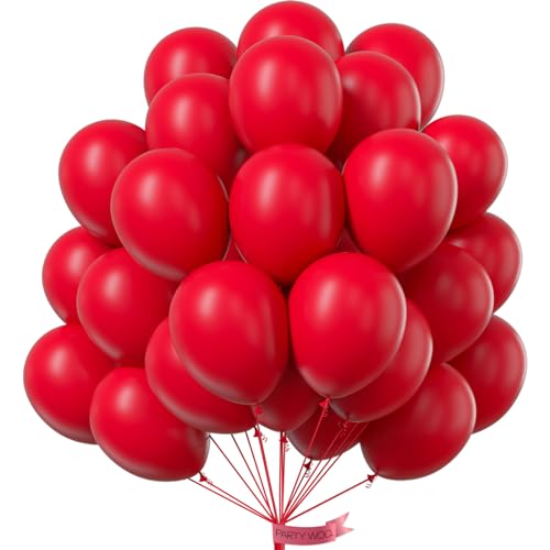 PartyWoo Luftballons Rot, 100 Stück 12 Zoll Ballons Rot, Rote Luftballons für Ballongirlande oder Ballonbogen als Partydeko, Geburtstagsdekoration, Hochzeitsdekoration, Babypartydekoration, Rot-Y57 von PartyWoo