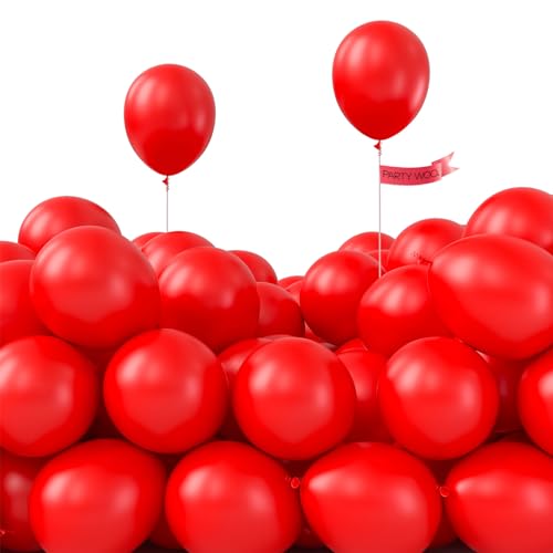 PartyWoo Luftballons Rot, 105 Stück 5 Zoll Ballons Rot, Rote Luftballons für Ballongirlande oder Ballonbogen als Partydeko, Geburtstagsdekoration, Hochzeitsdekoration, Babypartydekoration, Rot-Y57 von PartyWoo