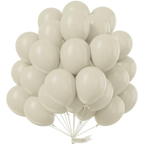 PartyWoo Luftballons Beige, 50 Stück 10 Zoll Ballons Beige, Luftballons für Ballongirlande oder Ballonbogen als Partydeko, Geburtstagsdekoration, Hochzeitsdekoration, Babypartydekoration, Weiß-F12 von PartyWoo