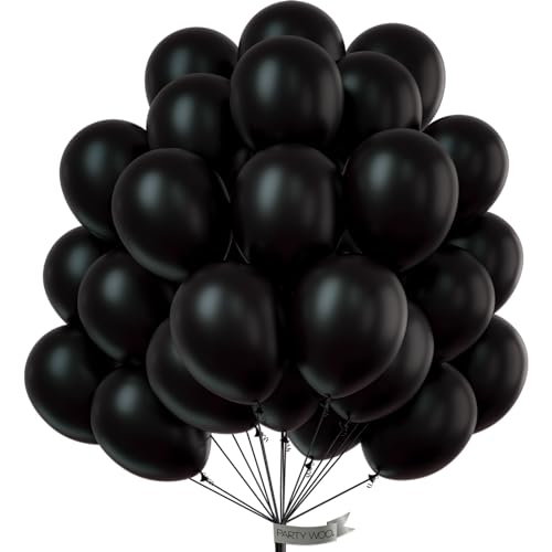 PartyWoo Luftballons Schwarz, 100 Stück 12 Zoll Ballons Schwarz, Schwarze Luftballons für Ballongirlande oder Ballonbogen als Partydeko, Geburtstagsdeko, Hochzeitsdeko, Babypartydeko, Schwarz-Y18 von PartyWoo