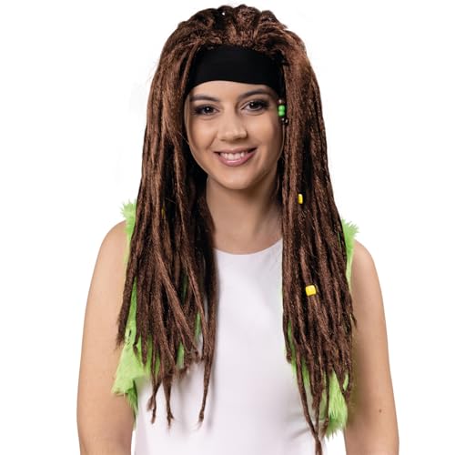 Hippie Perücke 90er Jahre Dreadlocks Lange Haare 66 cm Braun für Erwachsene Kostüm-zubehör Fasching Karneval Hippie Perücke 90er Jahre Dreadlocks Lange Haare 66 cm Braun für Erwachsene Kostüm-zubehör Fasching Karneval von PartyXPeople