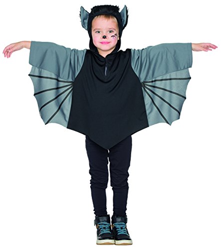 PartyXPeople Fledermaus Kinderkostüm mit Kapuze Bat Vampir-Fledermaus Verkleidung Tier-Kostüm schwarz-grau 12307-104 von PartyXPeople