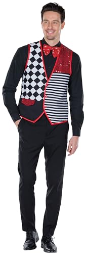 PartyXPeople Pierrot Weste Herren | Raute Streifen Pailletten | Harlekin Verkleidung Kostüm | inkl. Fliege | schwarz-weiß-rot 119242-52/54 PartyXPeople Pierrot Weste Herren | Raute Streifen Pailletten | Harlekin Verkleidung Kostüm | inkl. Fliege | schwarz-weiß-rot 119242-52/54 von PartyXPeople