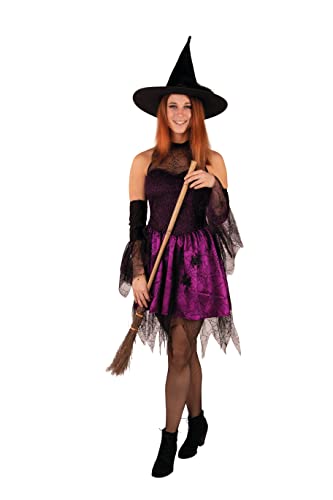 PartyXPeople Sexy Hexy Kleid Hexe Damenkostüm Gothic Halloween Verkleidung Kostüm fuchsia-schwarz 13726-34 von PartyXPeople