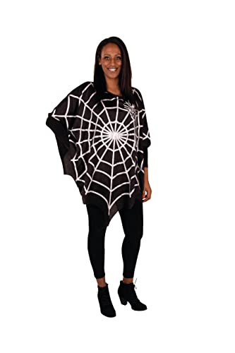 PartyXPeople Spinne Poncho Damenkostüm Spider Web Verkleidung Kostüm schwarz-silber 13702-STD von PartyXPeople