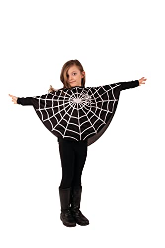 PartyXPeople Spinne Poncho Kinderkostüm Spider Web Spinnennetz Verkleidung Kostüm schwarz-silber 12702-128 von PartyXPeople