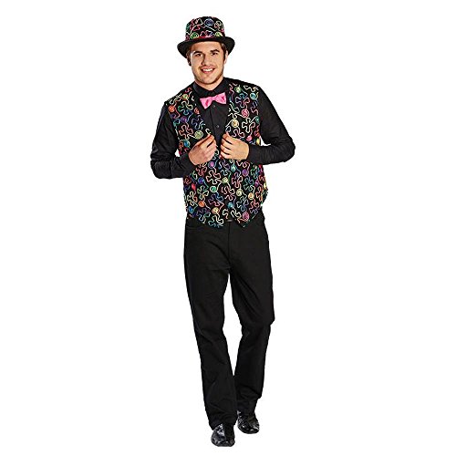 PartyXpeople Herren Kostüm Weste Freaky Dandy | Neon Muster |inkl. Fliege Neon-Pink |Karneval Fasching schwarz-bunt 14114-48 PartyXpeople Herren Kostüm Weste Freaky Dandy | Neon Muster |inkl. Fliege Neon-Pink |Karneval Fasching schwarz-bunt 14114-48 von PartyXpeople