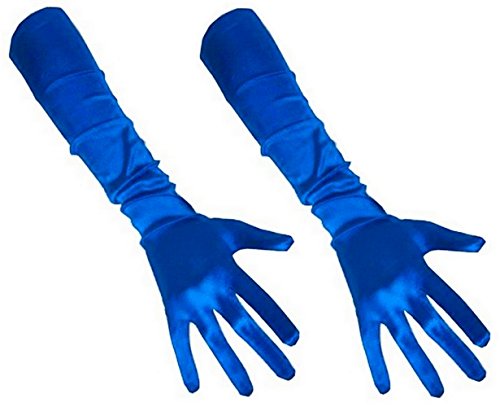 PartyXplosion Damen Handschuhe Elegante ca. 48-52 cm lange Satin Handschuhe Karneval, 2x-blau, Einheitsgröße von PartyXplosion