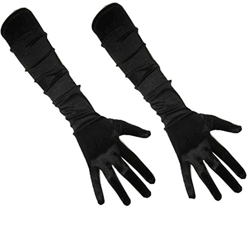 PartyXplosion Damen Handschuhe Elegante ca. 48-52 cm lange Satin Handschuhe Karneval, 2x-schwarz, One Size (Einheitsgröße) von PartyXplosion
