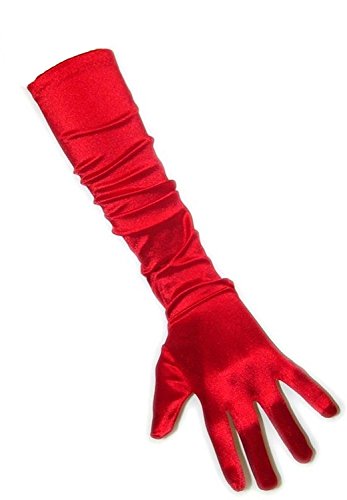 PartyXplosion Damen Handschuhe Elegante ca. 48-52 cm lange Satin Handschuhe Karneval, Rot, Einheitsgröße von PartyXplosion